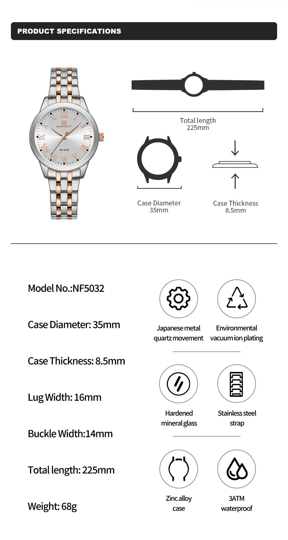 Original Brand NAVIFORCE Lover’s Watch for Men and Women Fashion Wristwatch Waterproof Date Clock Couple Watch Gift Set for Sale