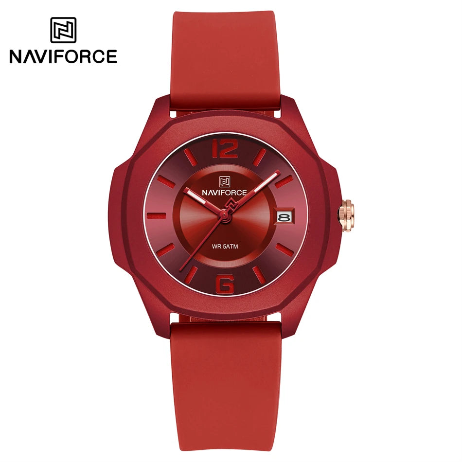 NAVIFORCE Luxury Watch Women's Quartz Watches Ladies Simple Style Silicone Strap Wrist Watch Waterproof Watches Reloj Mujer