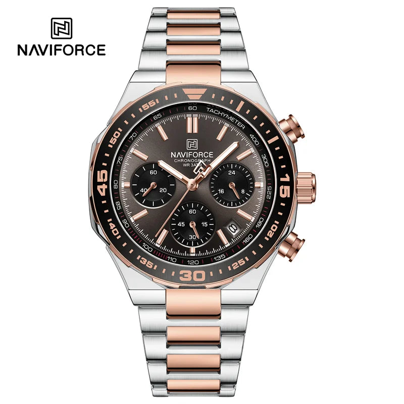 NAVIFORCE Fashion Watch For Men High Quality Luxury Stainless Steel Waterproof Classic Quartz Wristwatches Male Big Face Clock