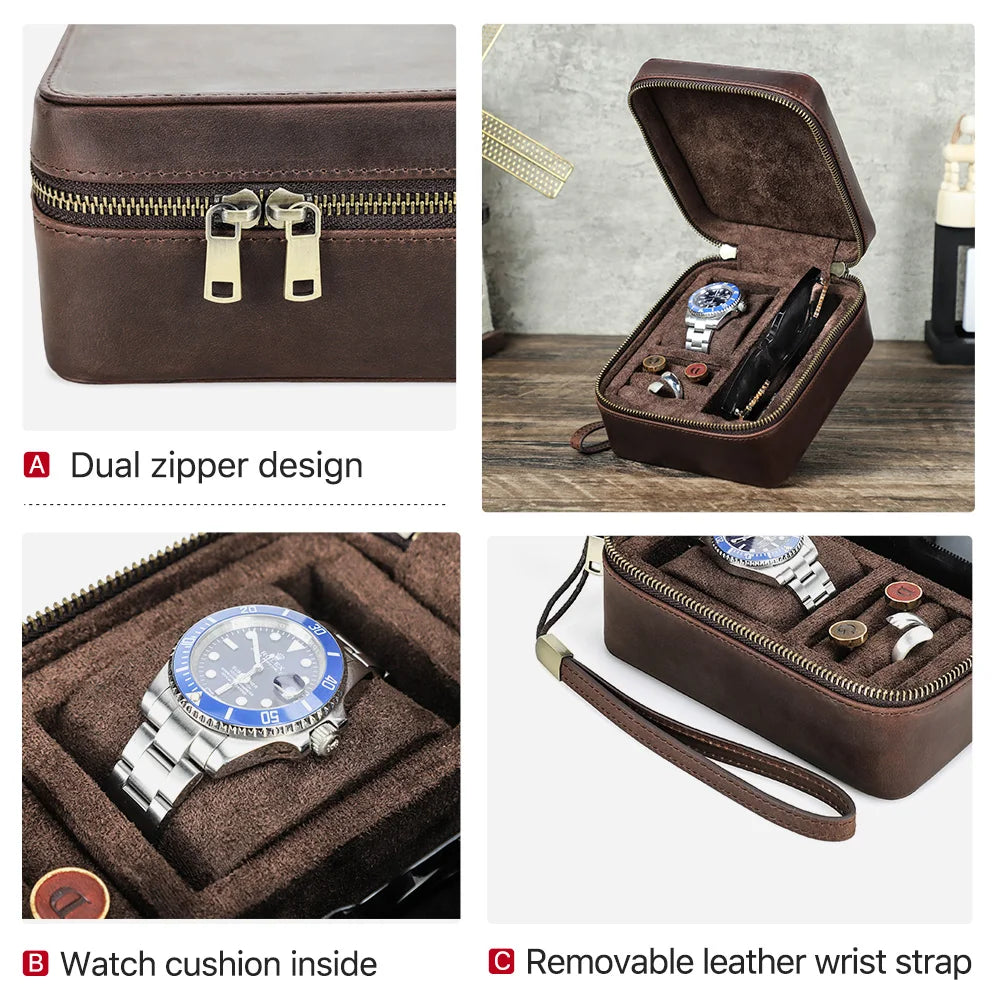 Genuine Leather Jewelry Storage Box Organizer for Watch Sunglasses Cufflink Earrings Ring Display Jewelry Case