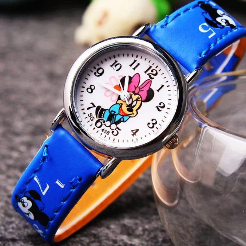 Disney Mickey Minnie Cute Cartoon Girls Kids Quartz Watches Children's Watch Lovely Fashion Girl Wristwatches