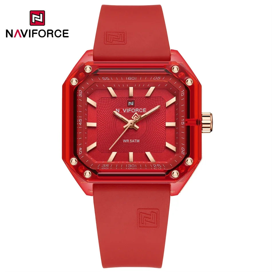 NAVIFORCE Women Watch Square Quartz Silicone Strap Wristwatches Student Watches for Women Gift Relojes Para Mujer Montre Femme