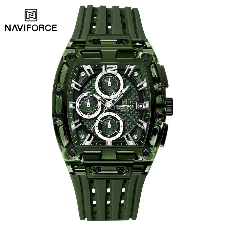 NAVIFORCE Men's Watch High Quality Quartz Fashion Clock Waterproof Silicone Tape Watch for Men Luminous Date Sports Wristwatches