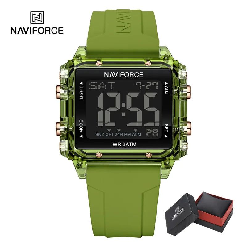 NAVIFORCE Women Sport LED Watches Top Brand Digital Waterproof Clock Silicone Strap Luminous Electronic Wristwatch Montre Femme