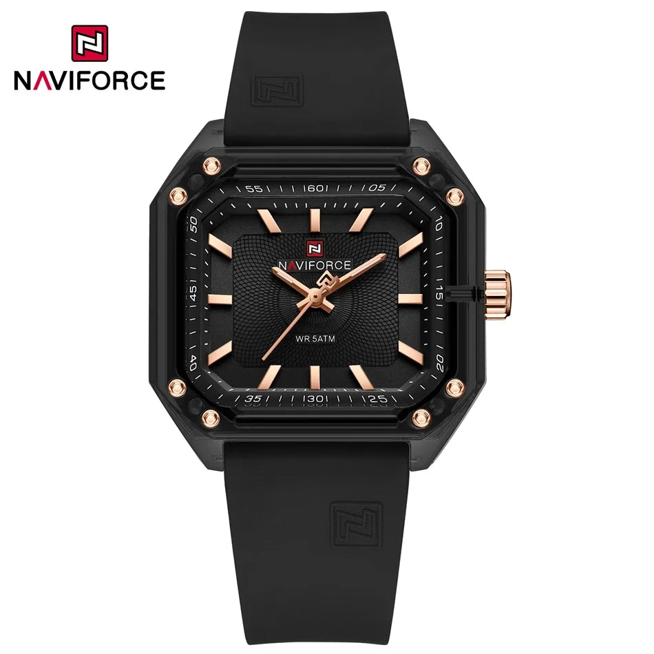 NAVIFORCE Women Watch Square Quartz Silicone Strap Wristwatches Student Watches for Women Gift Relojes Para Mujer Montre Femme