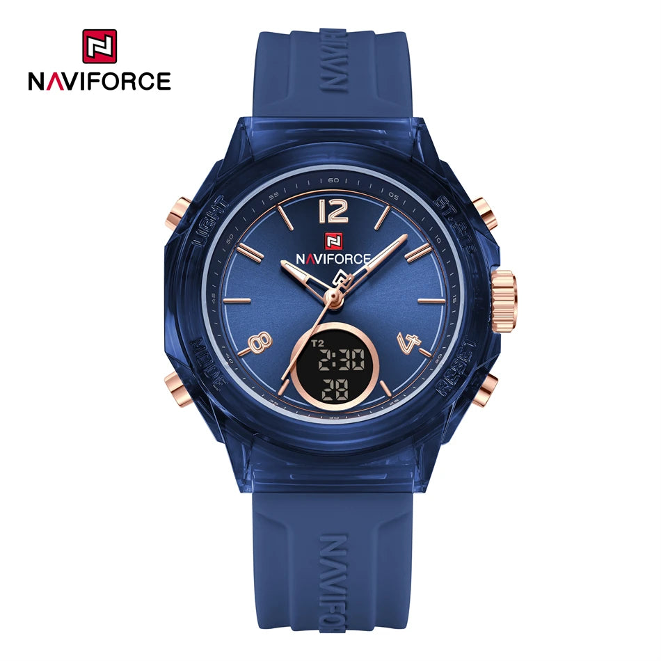 NAVIFORCE Watches For Women Dual Display Ladies Luminous Retro Female Quartz Watch Waterproof Round Dial 2024 Montres Femmes