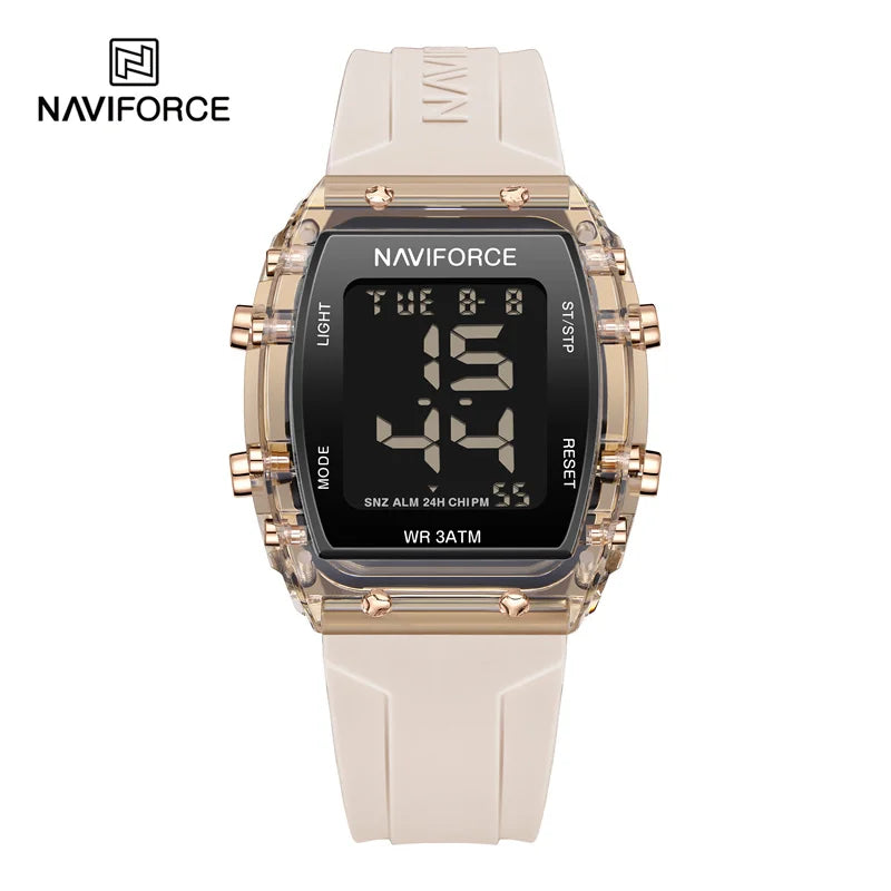 NAVIFORCE Women Watch Waterproof Personality Square Wristwatches LED Digital Silicone Strap Sport Electronic Clock Montre Femme