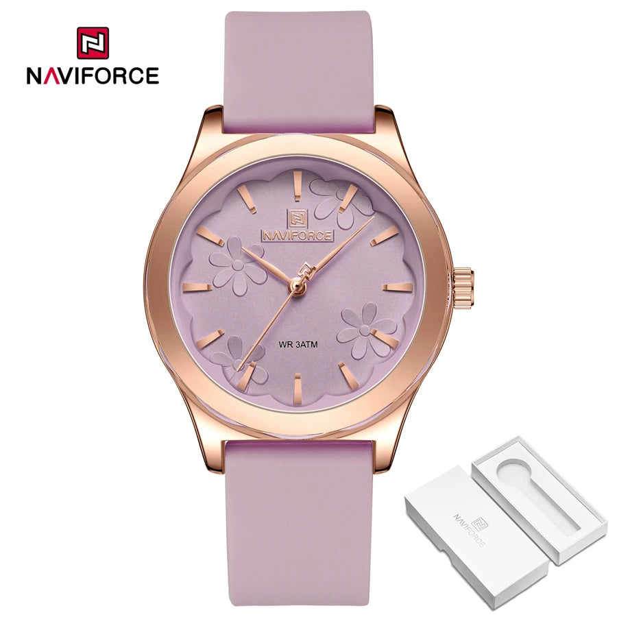 NAVIFORCE Simple Fashion Quartz Wristwatches Women Wrist Watches Silicone Strap Waterproof Watch Wholesale Hot Sale Reloj Mujer