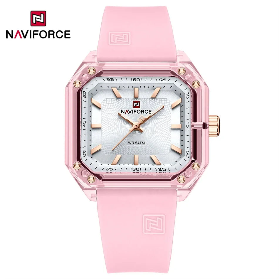 NAVIFORCE Women Watch Square Quartz Silicone Strap Wristwatches Student Watches for Women Gift Relojes Para Mujer Montre Femme