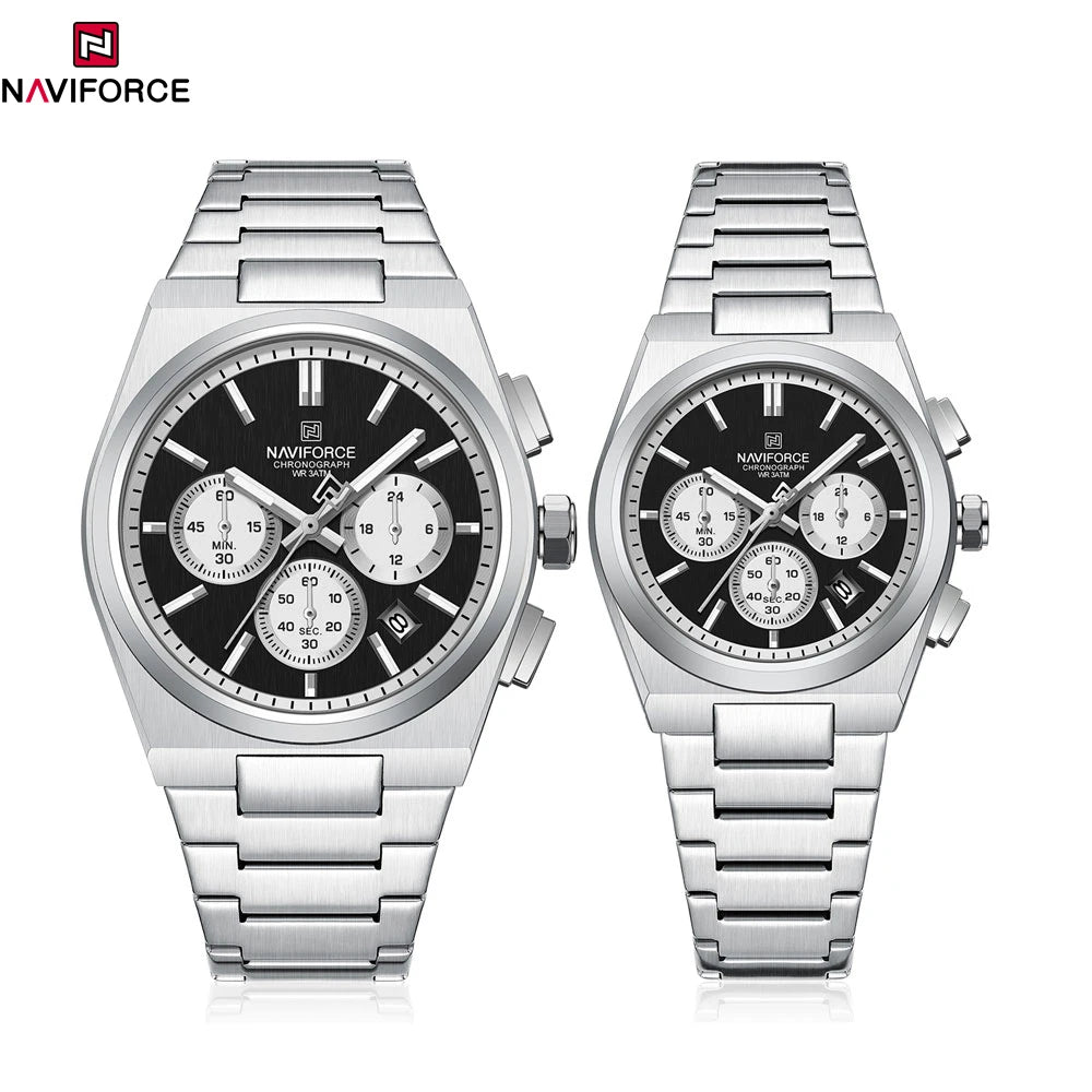 NAVIFORCE Couple Watch Set Casual Fashion Women Men Quartz Watches Ladies Stainless Date Week Man Waterproof Clock Lover's Gift