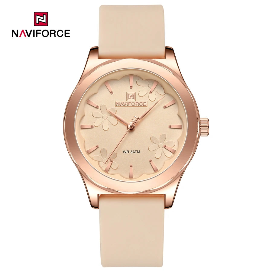 NAVIFORCE Simple Fashion Quartz Wristwatches Women Wrist Watches Silicone Strap Waterproof Watch Wholesale Hot Sale Reloj Mujer