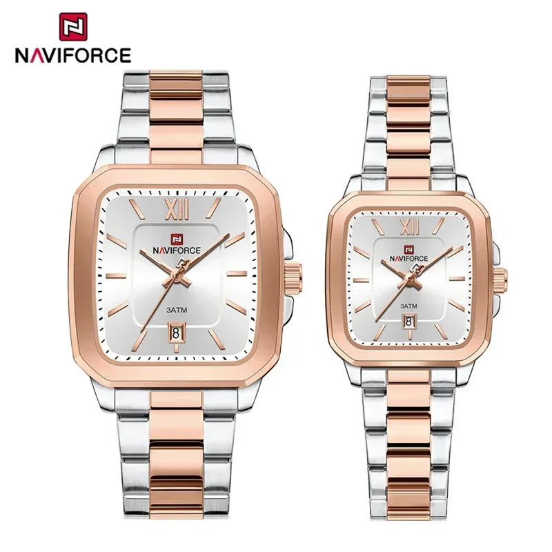 NAVIFORCE 2024 Luxury Brand Couple Watches Men Watch Fashion Steel Wristwatch Gift for Women Watches for Lovers Relogio Feminino