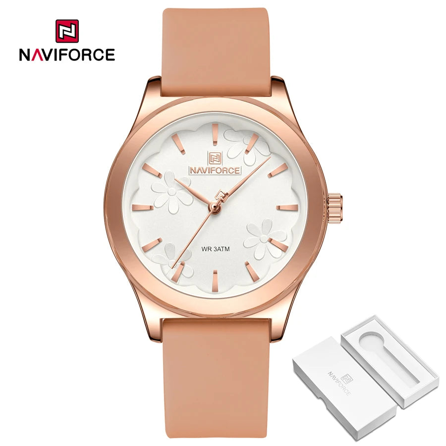 NAVIFORCE Simple Fashion Quartz Wristwatches Women Wrist Watches Silicone Strap Waterproof Watch Wholesale Hot Sale Reloj Mujer