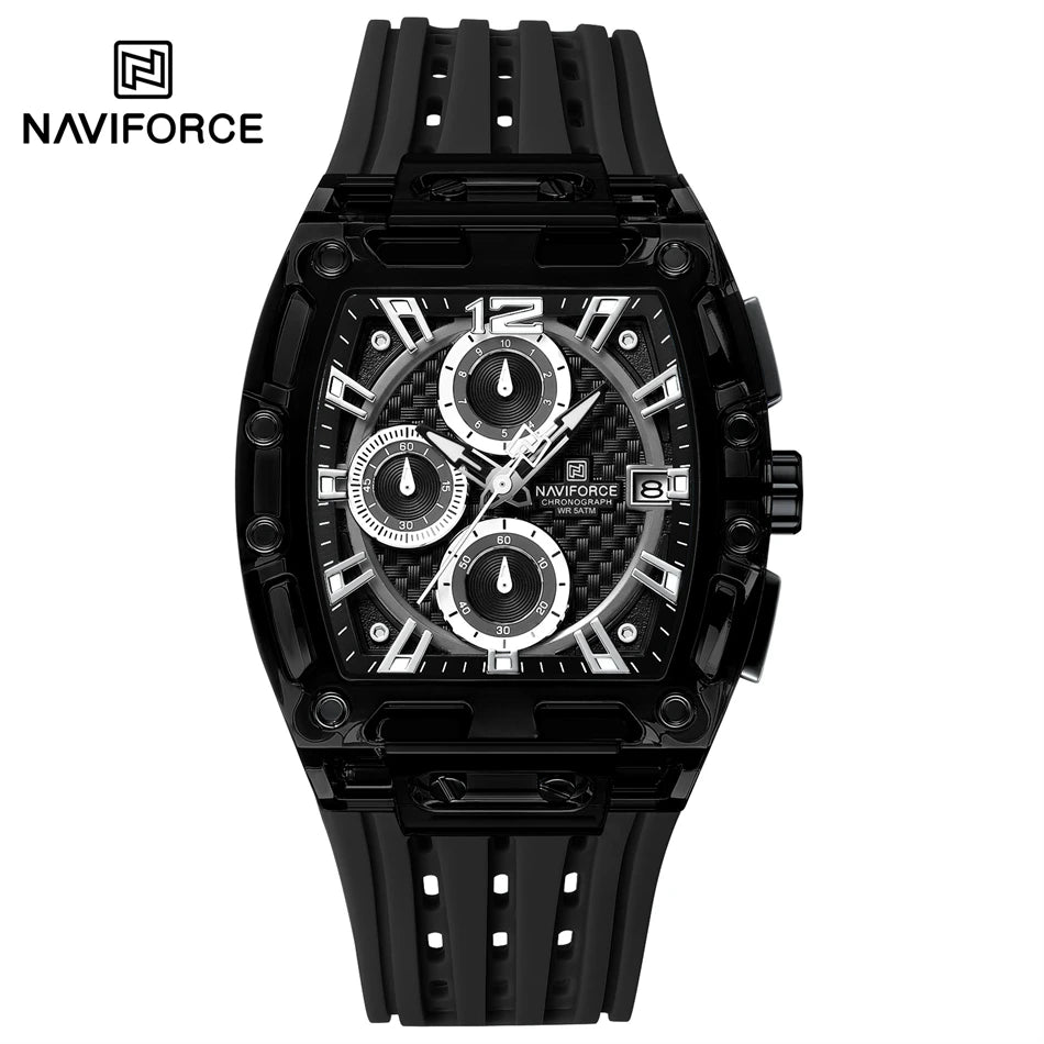 NAVIFORCE Men's Watch High Quality Quartz Fashion Clock Waterproof Silicone Tape Watch for Men Luminous Date Sports Wristwatches