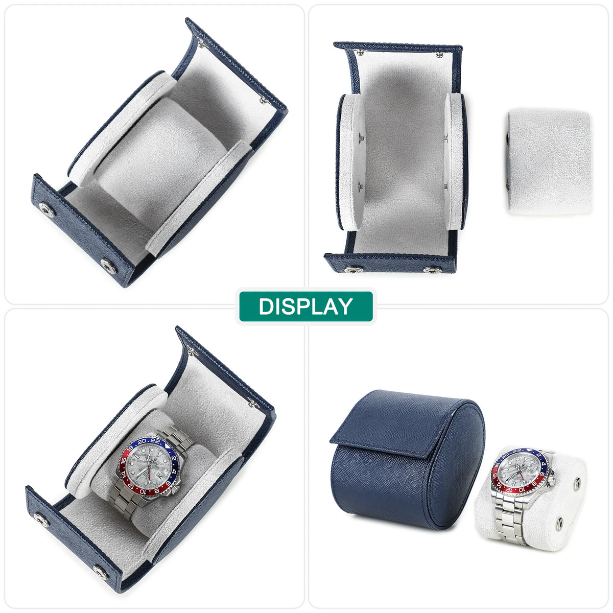 Single Watch Roll Retro Travel Case Chic Portable Retro Leather Display Jewelry Box Bracelet Storage Box Slid in Out Organizers